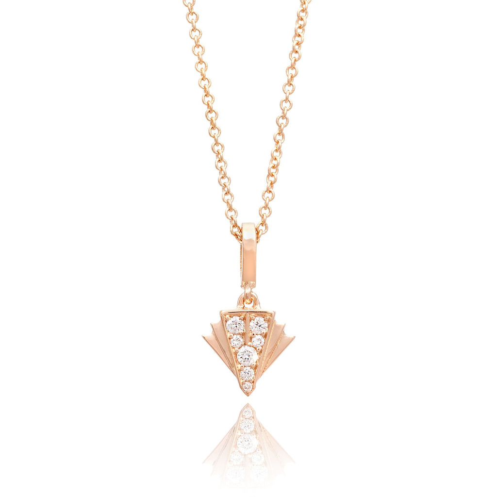 Deco Sans Fan Diamond Pendant in 18k Gold Jewelry - Irthly - 1