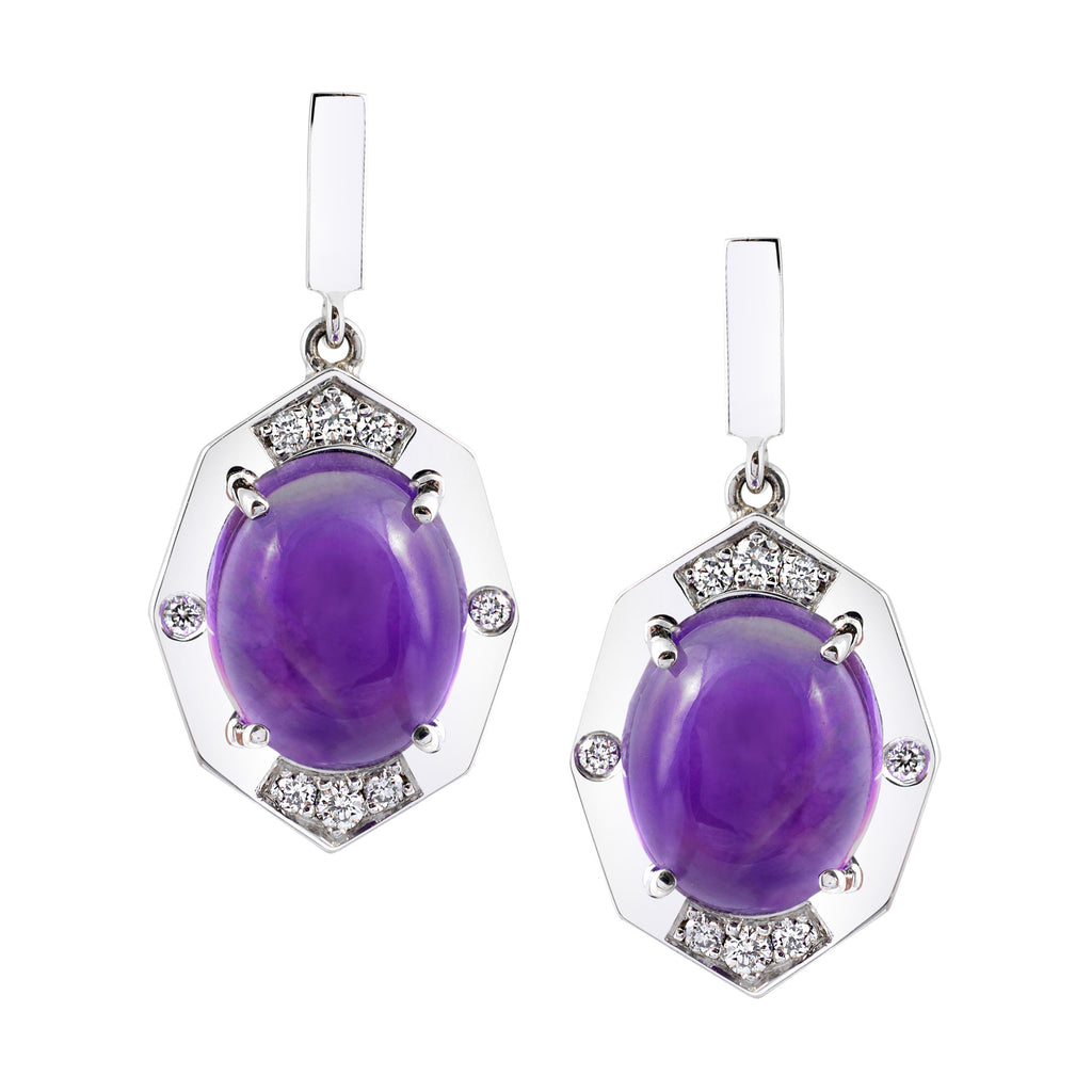 Amethyst and Diamond Drop Earrings | Affinity Sans Series | Irthly