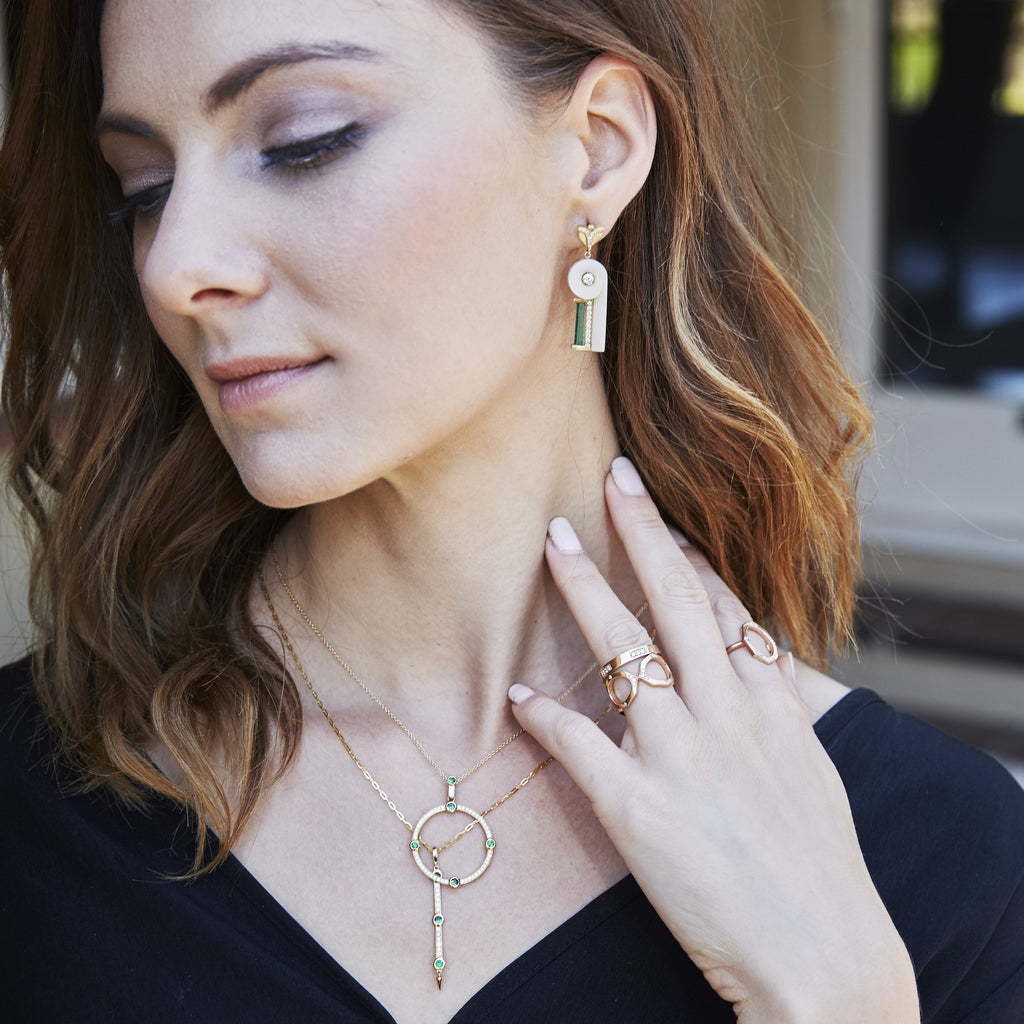 Diamond and Tsavorite Pendant in Gold Jewelry-Cardinal Sans Series