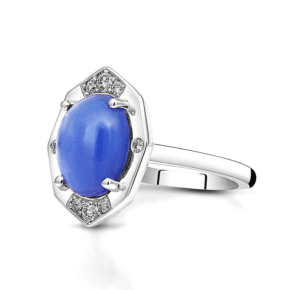 Tanzanite Ring With Diamonds in White Gold By Irthly