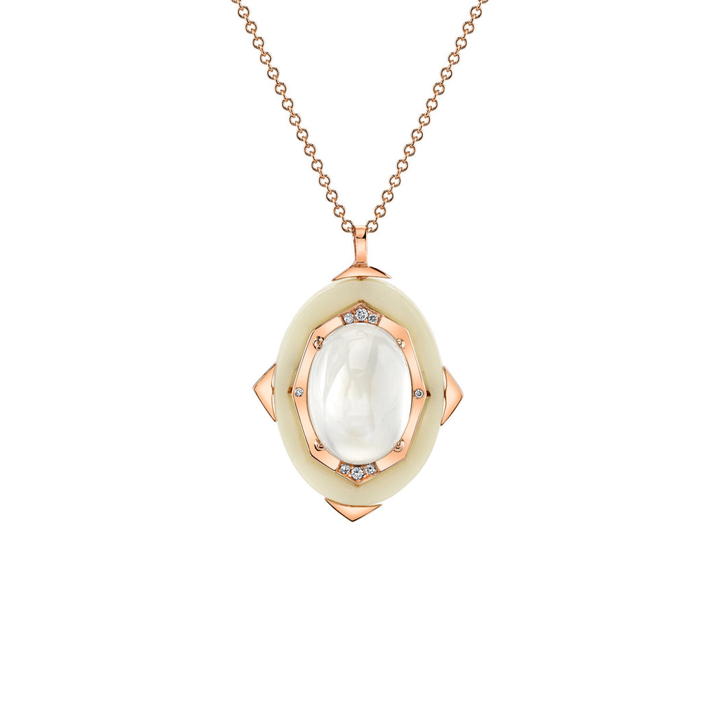Small Affinity Diamond Pendant with Blue MoonStone in 18k Gold Jewelry - Irthly