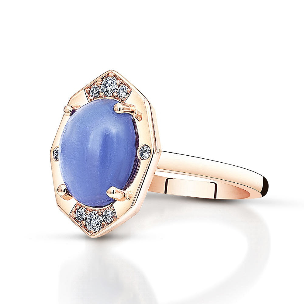 Tanzanite Ring With Diamonds in Rose Gold By Irthly