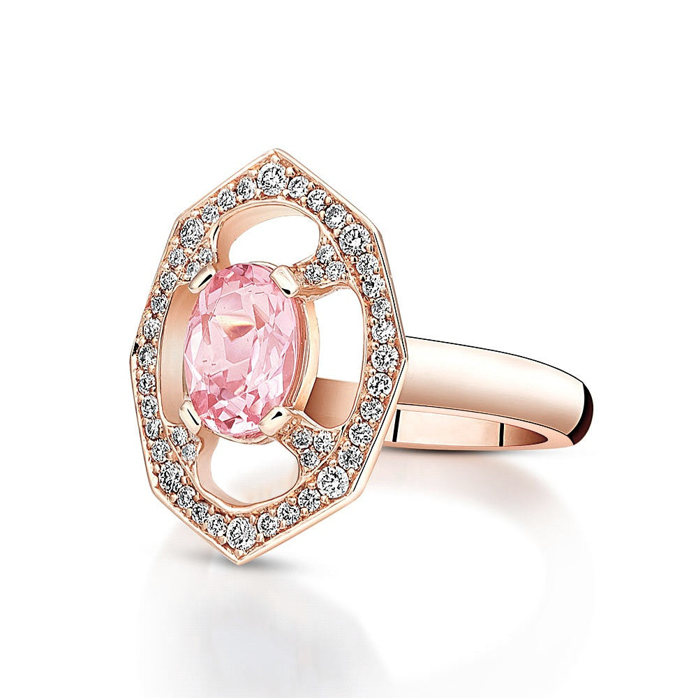 Pink Morganite Diamond Ring in Rose Gold By Irthly