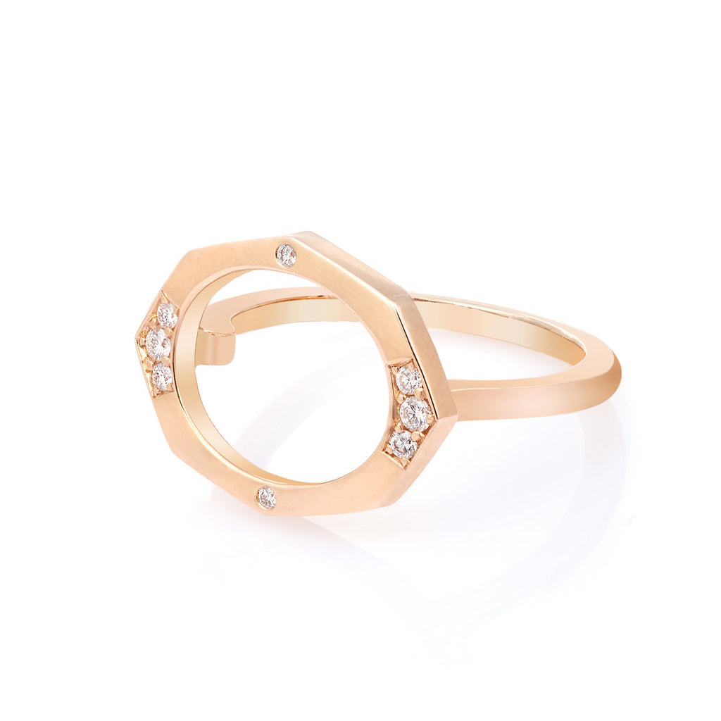 Small Oval Shaped Horizontal Diamond Ring in Rose Gold By Irthly