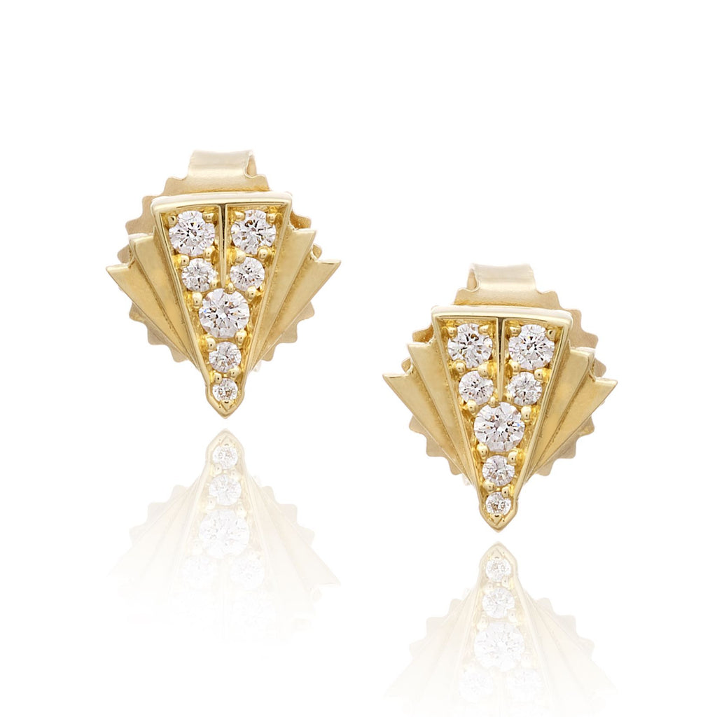 Deco Sans Diamond Earrings Studs in 18k Gold Jewelry - Irthly - 1