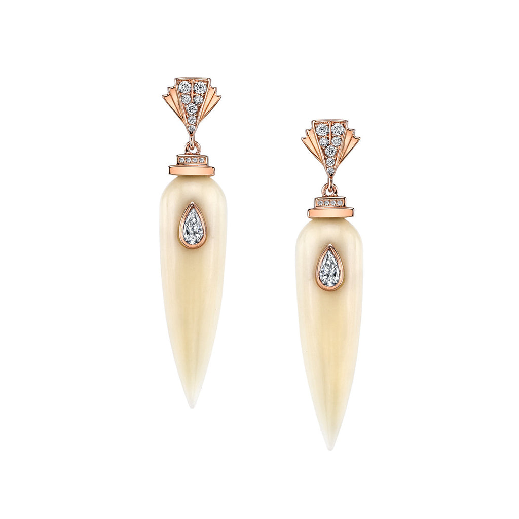 Art D'Eco Large Sepulcher Diamond Earrings in 18K Gold Jewelry - Irthly