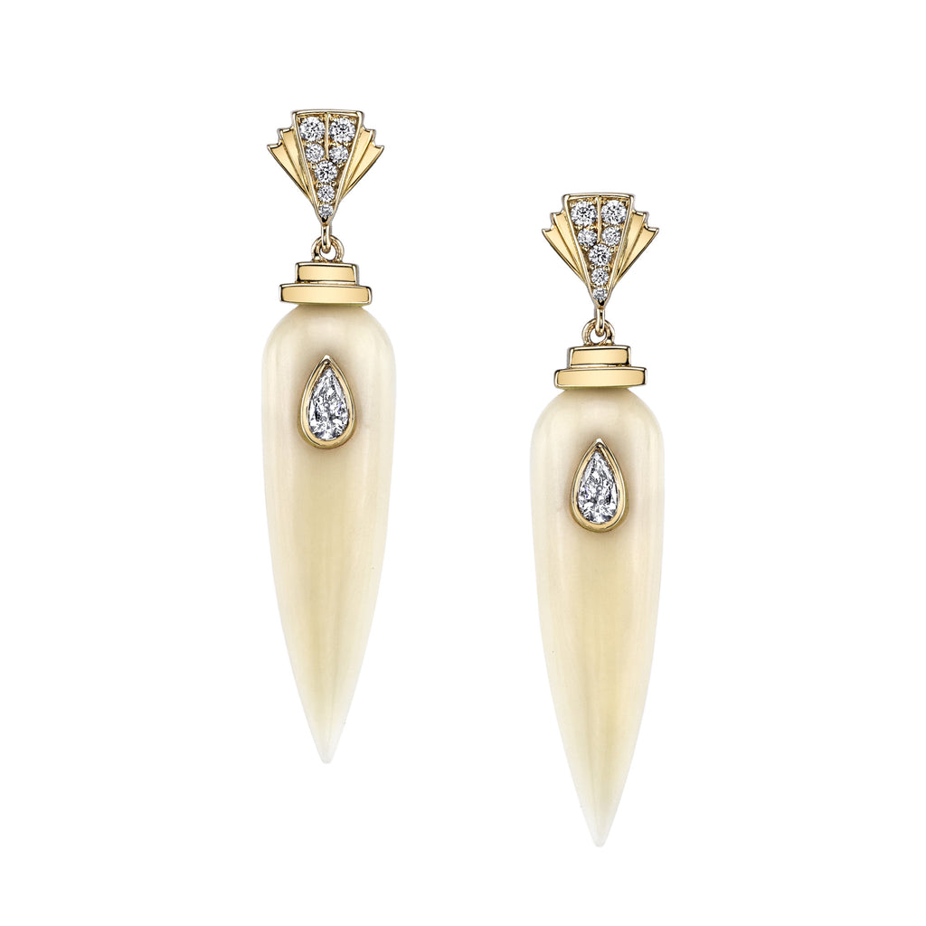 Art D'Eco Large Sepulcher Diamond Earrings in 18K Gold Jewelry