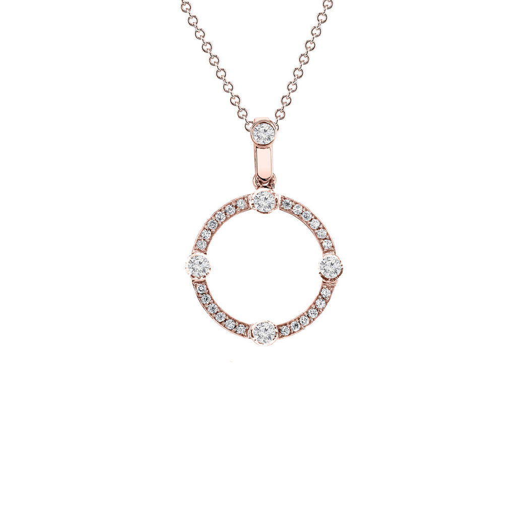 Small Circle Diamond Pendant in Rose Gold | Cardinals Sans | Irthly