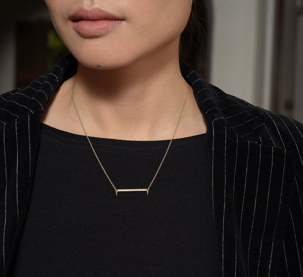 Small Horizontal Bar Diamond Necklace | Return Sans | Irthly