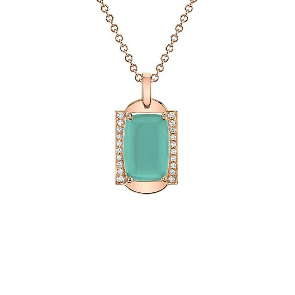 Frame Sans Diamond and Green Opal Pendant in 18k Gold Jewelry - Irthly