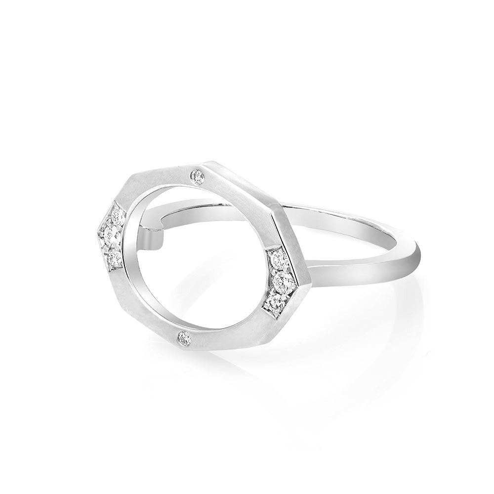 Small Oval Shaped Horizontal Diamond Ring in White Gold By Irthly