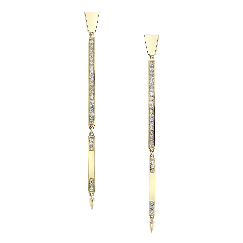 two tier bar drop earrings in yellow gold | Return Sans | Irthly