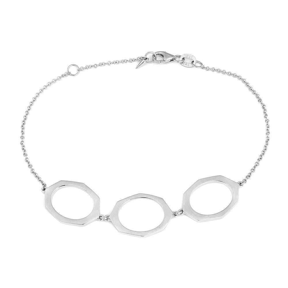 White Gold Bracelet With Three Links By Irthly