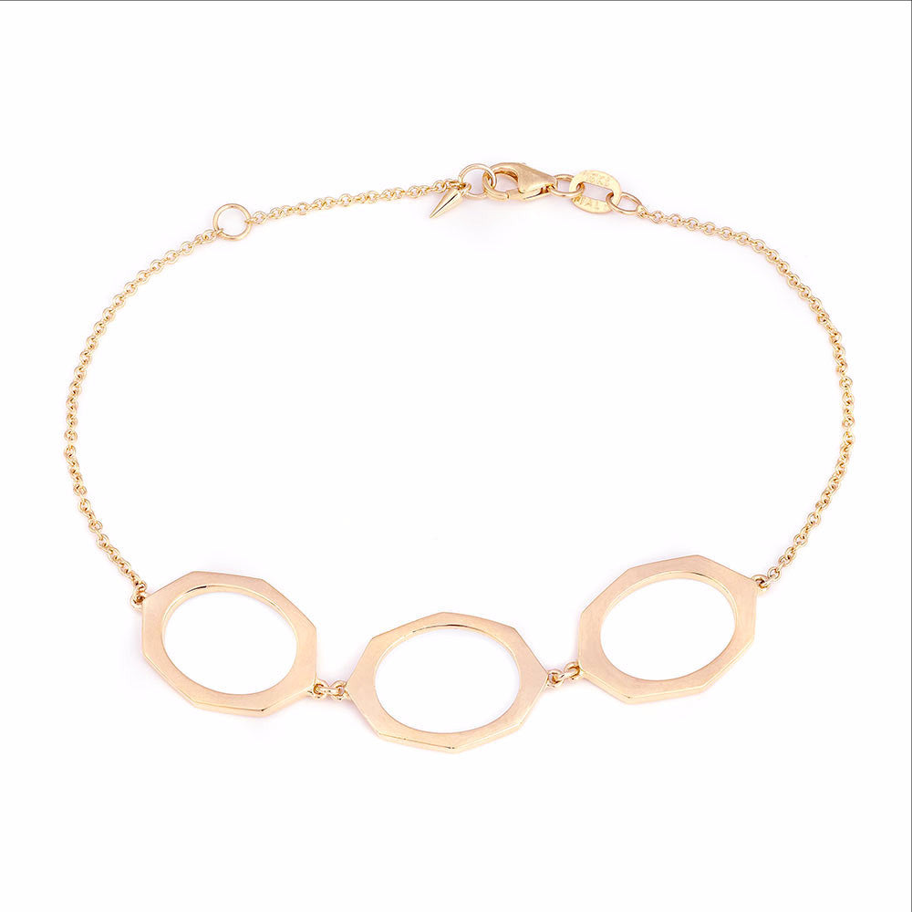 Rose Gold Bracelet With Three Links By Irthly