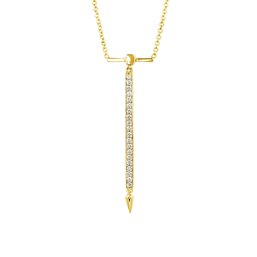 Diamond Bar Necklace in Yellow Gold By Irthly