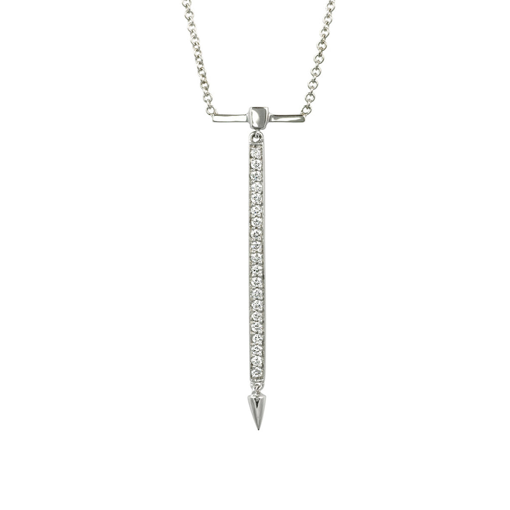 Diamond Bar Necklace in White Gold By Irthly