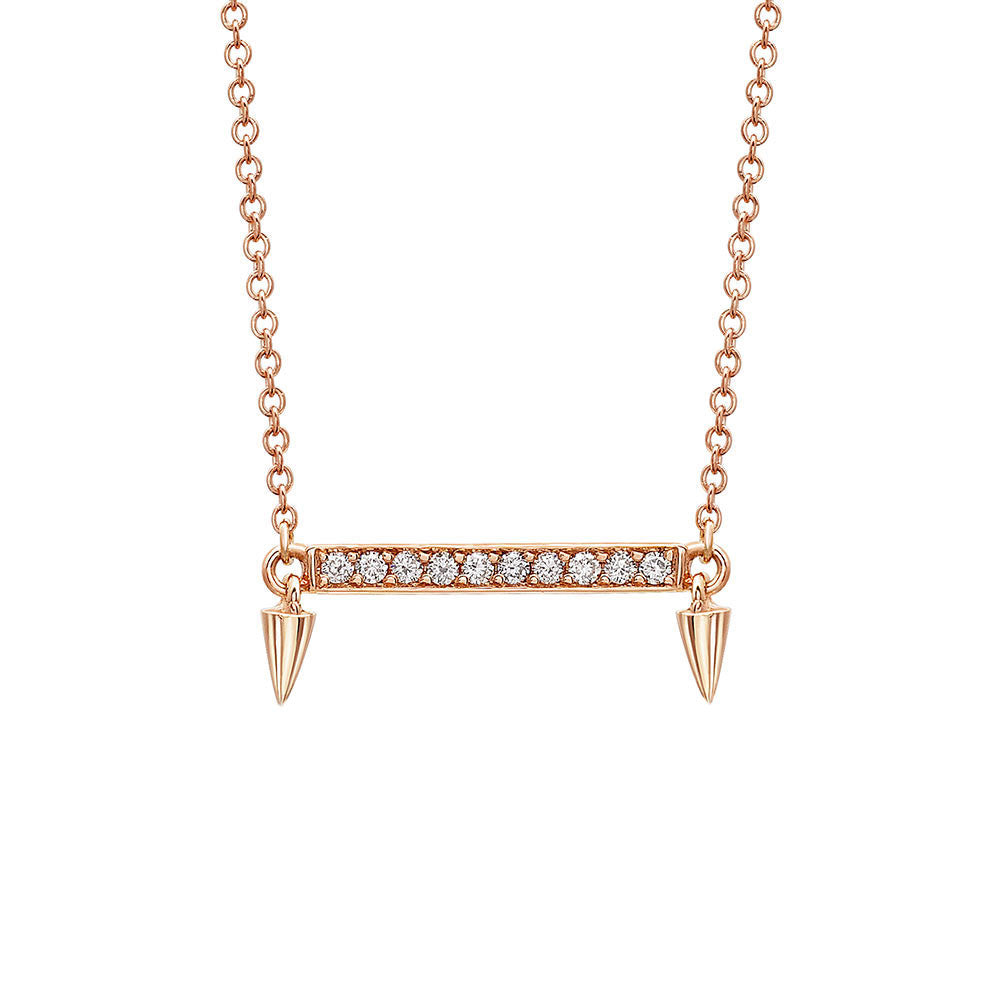 Small Horizontal Bar Diamond Necklace in Rose Gold By Irthly
