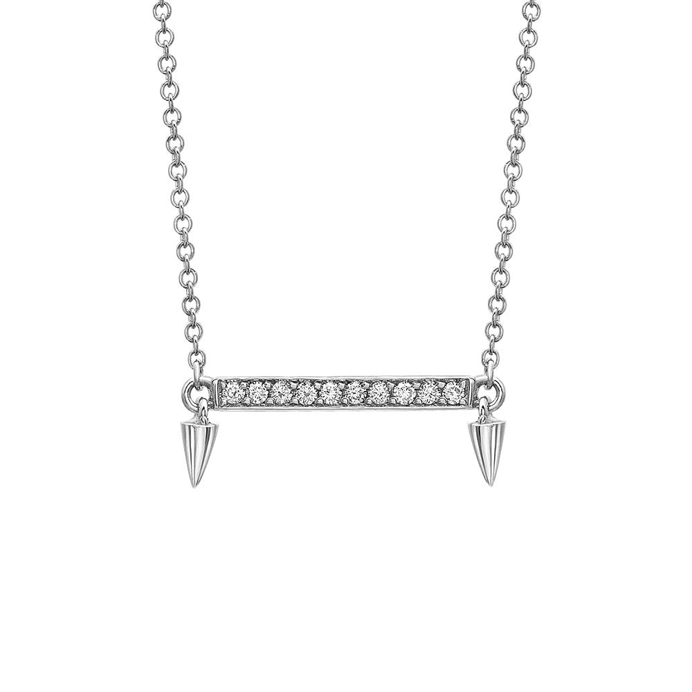 Small Horizontal Bar Diamond Necklace in White Gold By Irthly