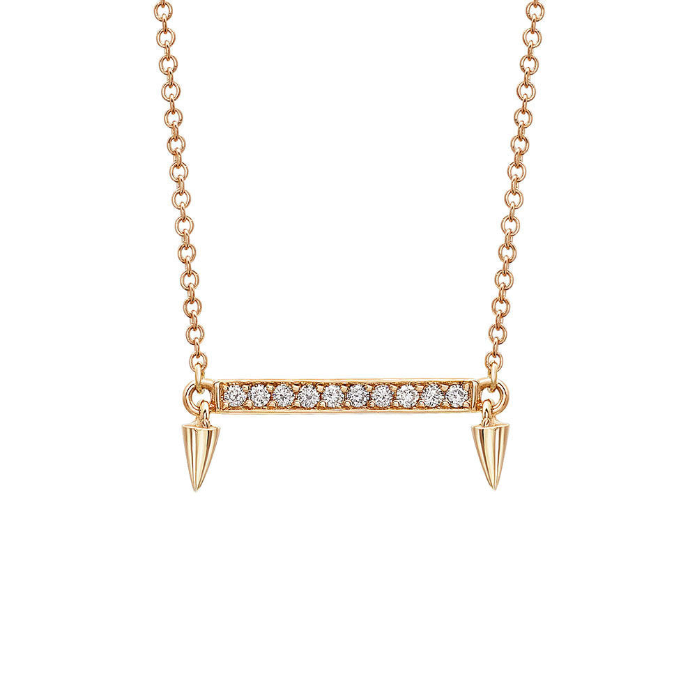 Small Horizontal Bar Diamond Necklace in Yellow Gold By Irthly
