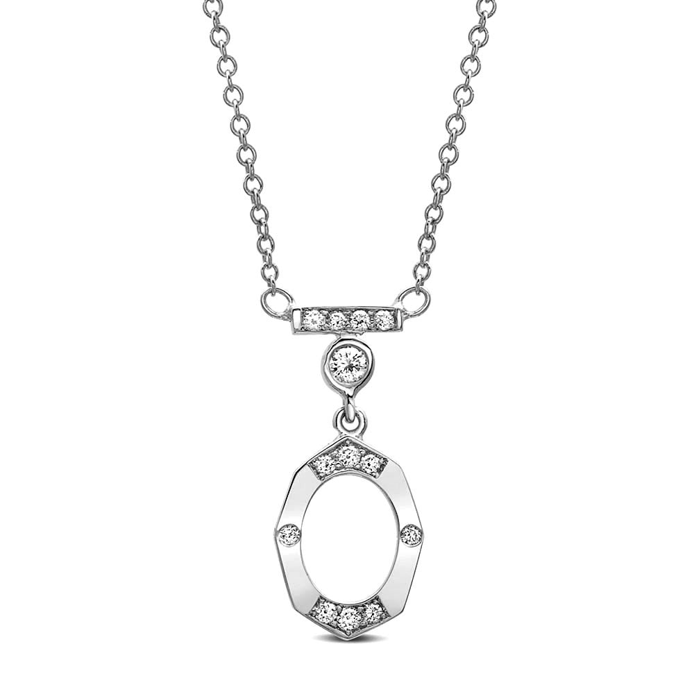 Dainty Diamond and Gold Necklace With Bar and Bezel in White Gold By Irthly