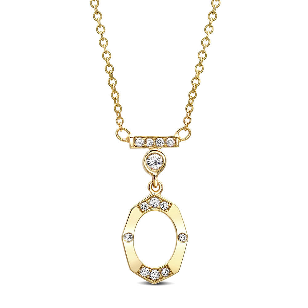 Dainty Diamond and Gold Necklace With Bar and Bezel in Yellow Gold By Irthly