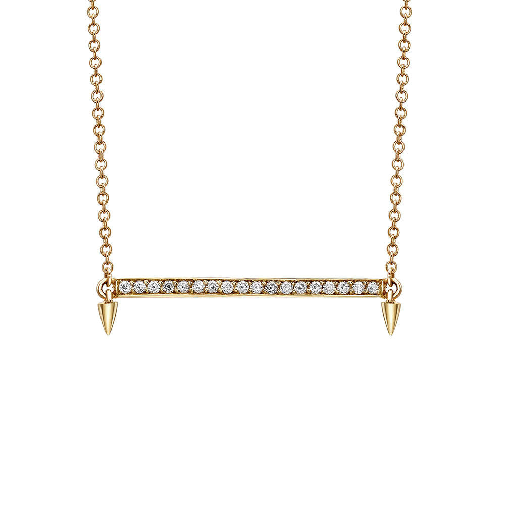 Horizontal Bar Diamond Necklace in Yellow Gold By Irthly