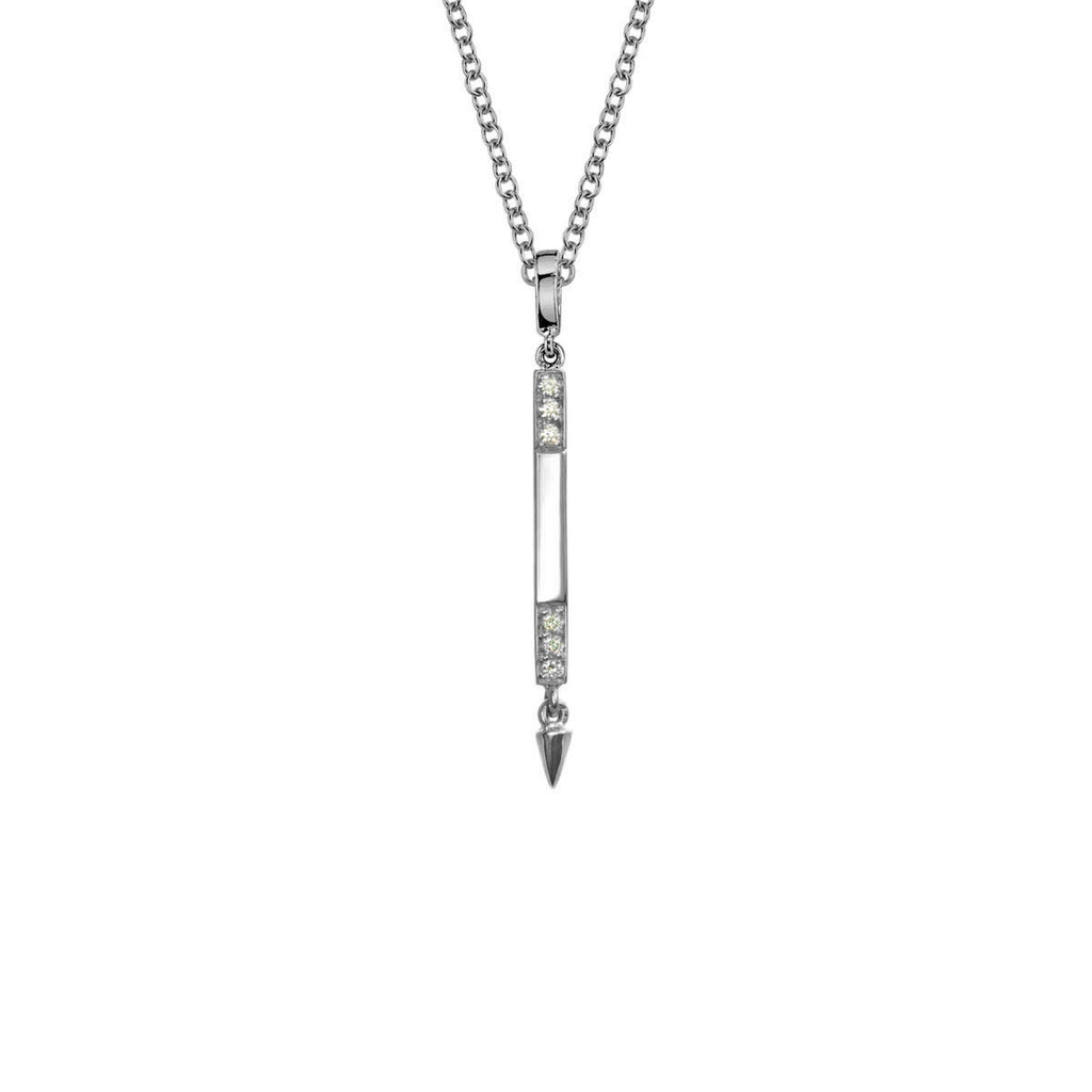 Small Diamond Bar Necklace Pendant With Spike in Rose Gold By Irthly