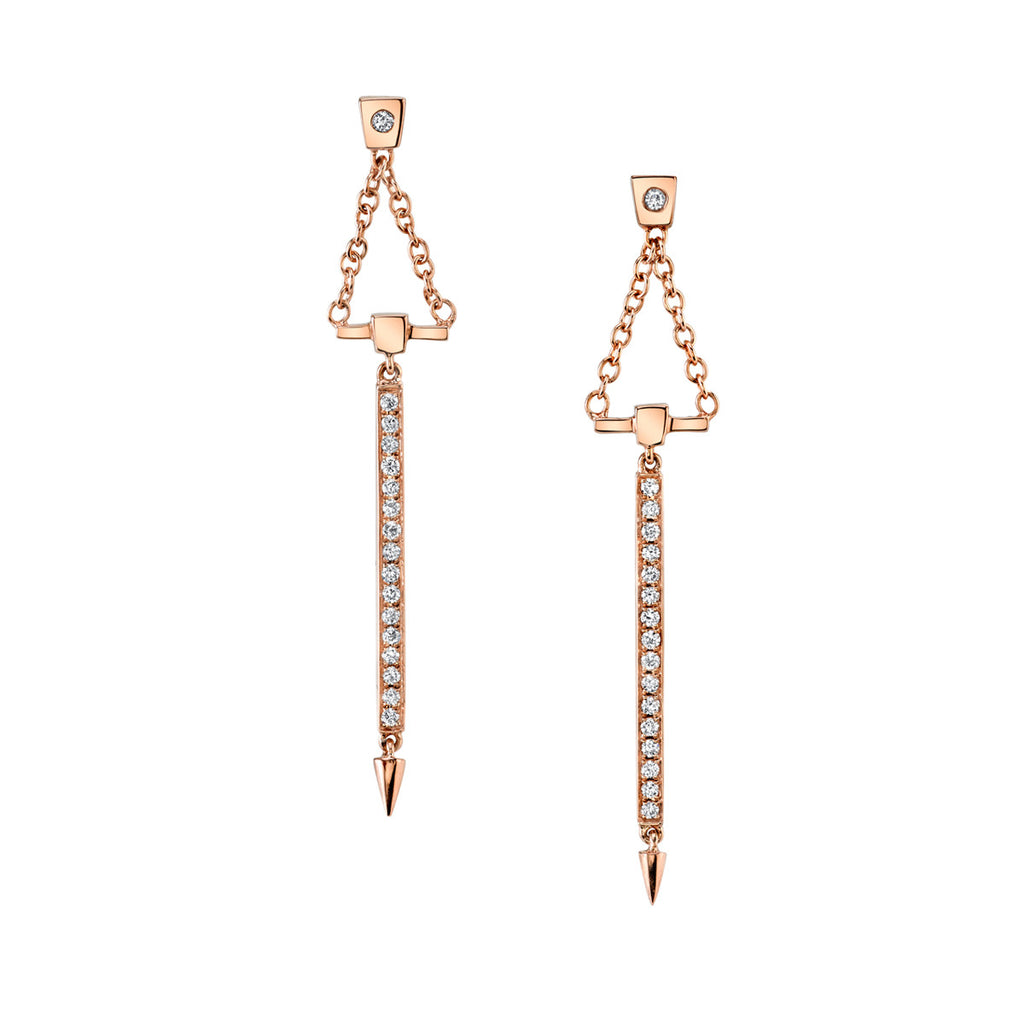 Diamond Bar Drop Earrings In Rose Gold By Irthly