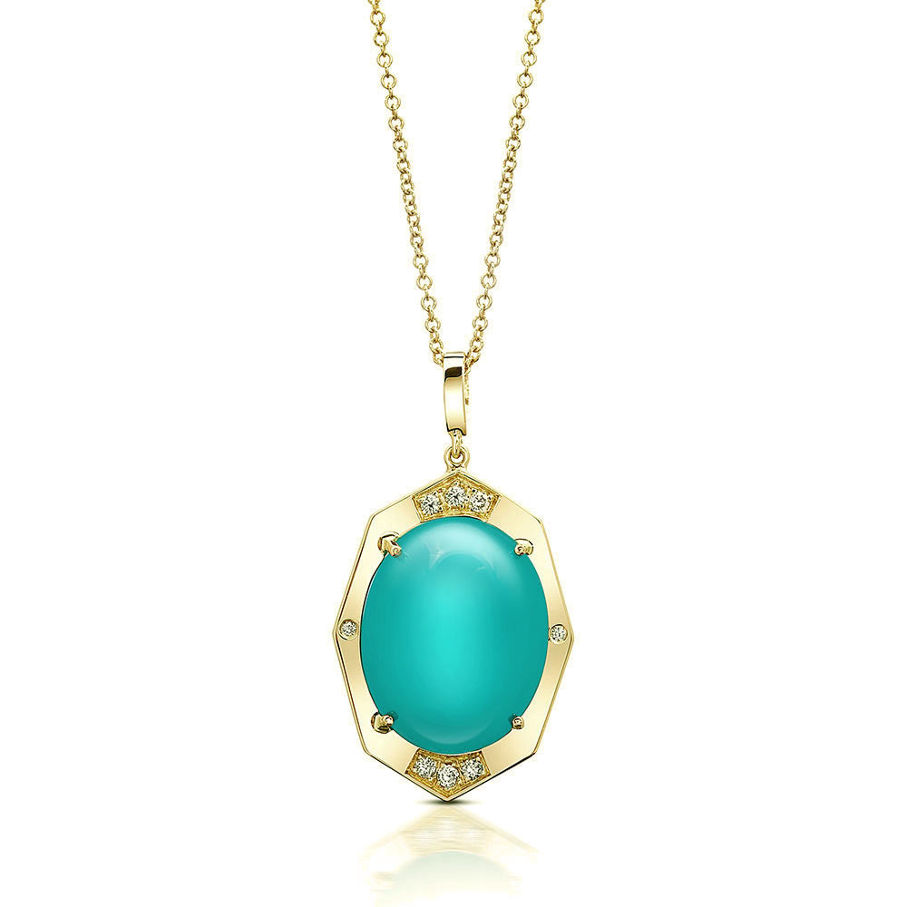 Small Diamond Pendant With Rare Gem Silica Center in Gold Jewelry-Affinity Sans Series