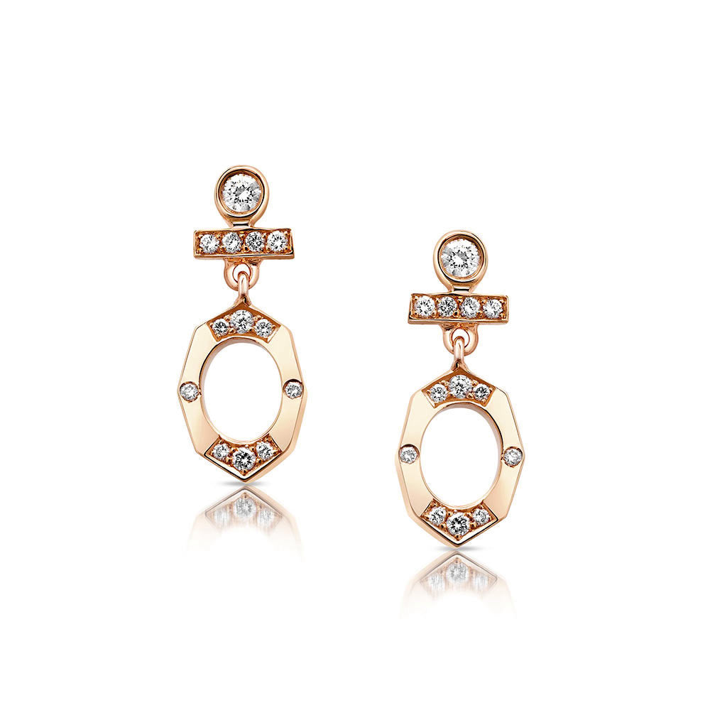 Dainty Diamond Drop Earrings in Rose Gold By Irthly