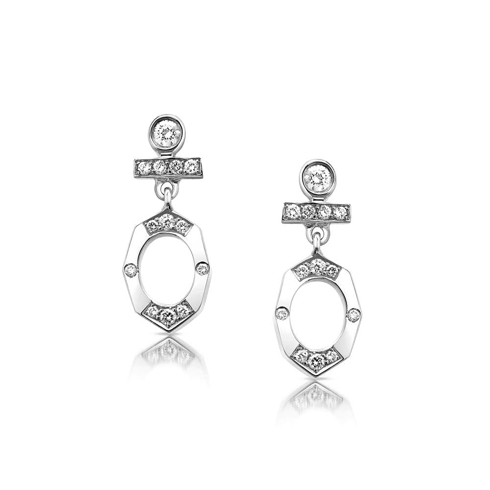 Dainty Diamond Drop Earrings in White Gold By Irthly