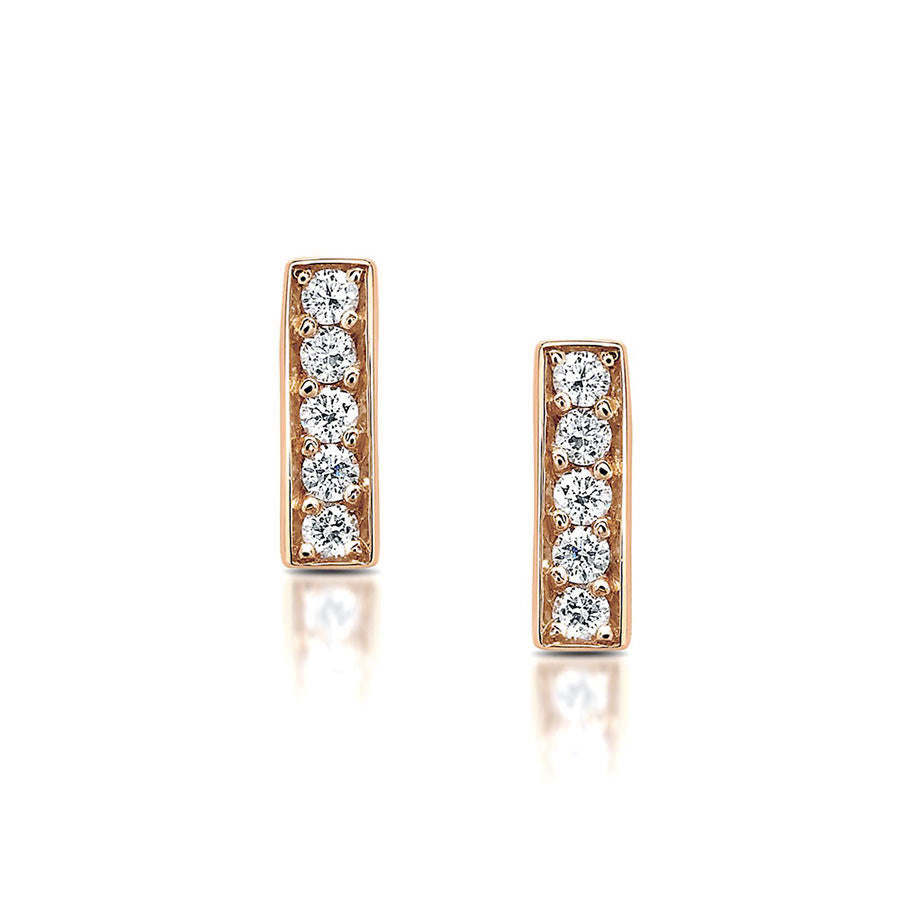 Diamond Bar Stud Earrings in Rose Gold By Irthly
