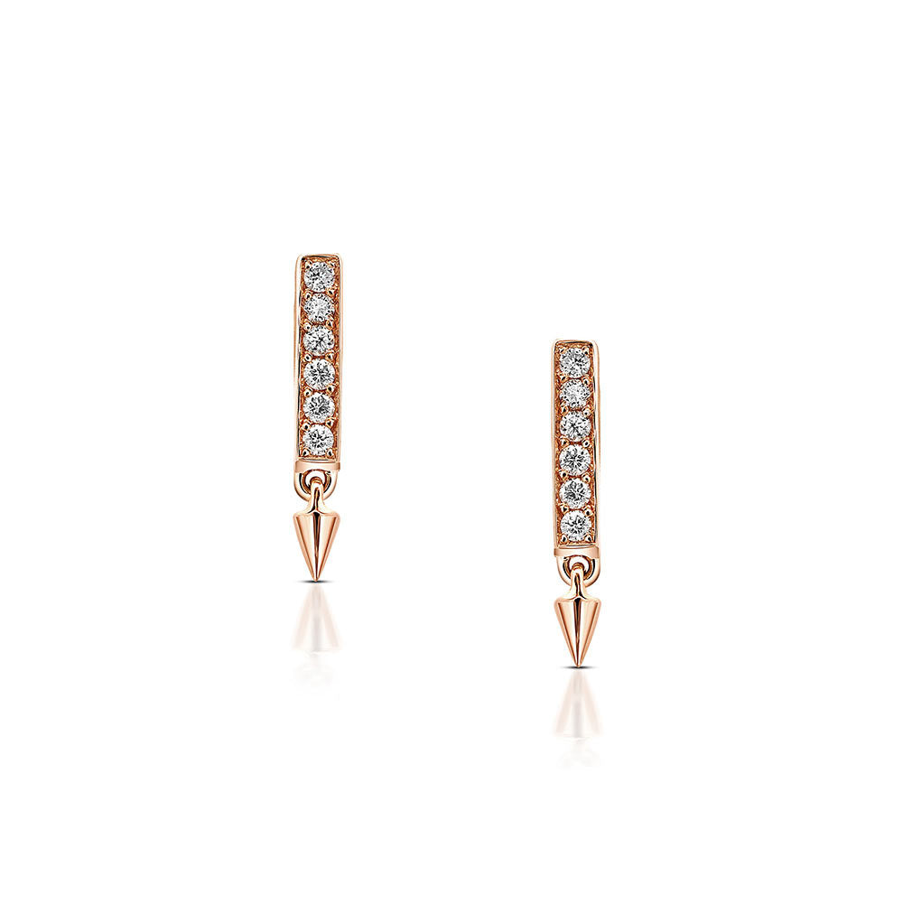 Diamond Bar Earrings in Rose Gold By Irthly