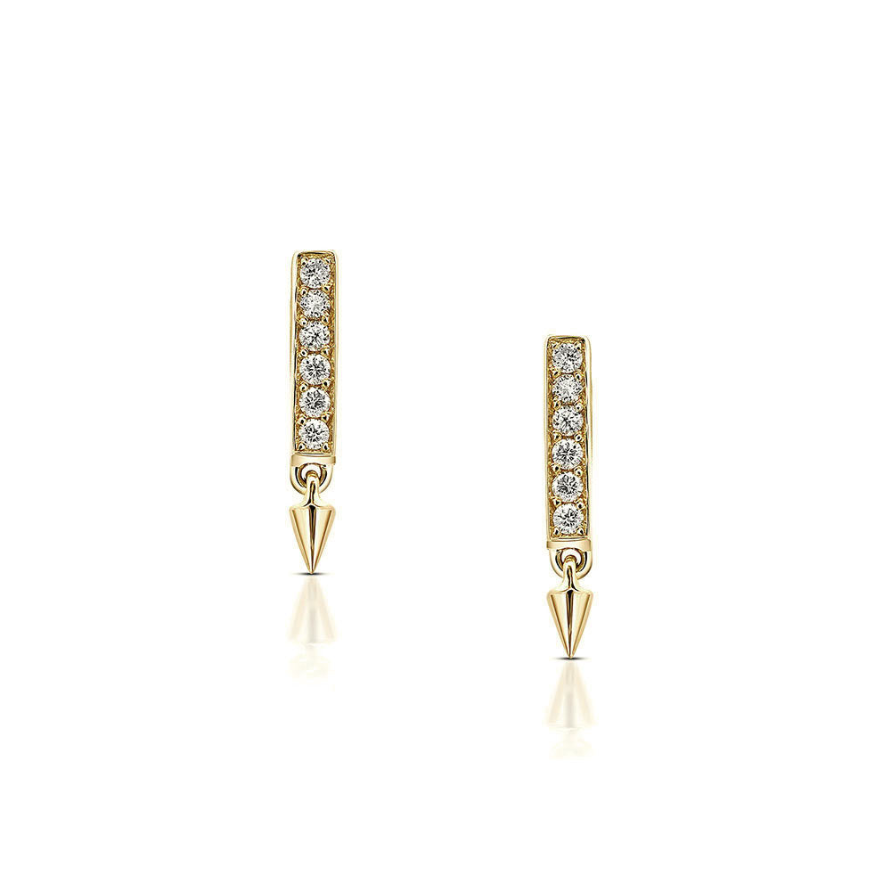 Diamond Bar Earrings in Yellow Gold By Irthly
